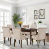 WALNUT Dining Chair Leisure Upholstered Chair Kitchen Furniture with Armrest Beige Ware house