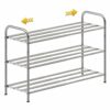 SKIKEN 4-Tier Expandable Shoe Rack, 100% Stainless Steel, 4-Rod Extendable and Adjustable Feet, Simple Standing, Adjustable Shoe Rack for Entrywa