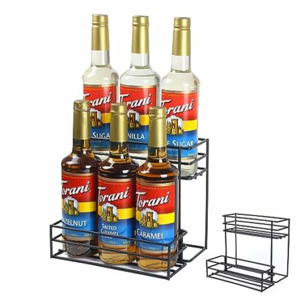 MCSAPIL Coffee Syrup Rack (6 Bottle Capacity)，Coffee Syrup Organizer for Coffee Bar,Kitchen.Small Wine Rack for Bar,Family,Storage for Syrup, Win