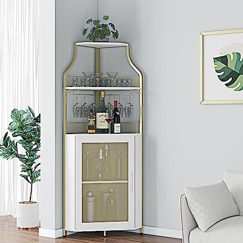 Amyove Wine Cabinet, Engineered Wood Metal, Gold, S