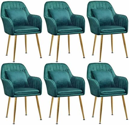 Modern Kitchen Dining Room Chairs Set Of 6 Velvet Dining Chair Gold Metal Legs Dining Chair Simplicity Modern Upholstered Accent Desk Chair (Colo