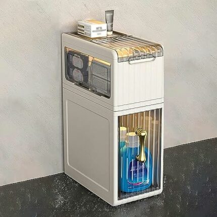 OPSREY Toilet Paper Organizer for Bathroom Cabinet, Narrow Bathroom Gap Organizer Drawer Shelf Toilet Floor Storage