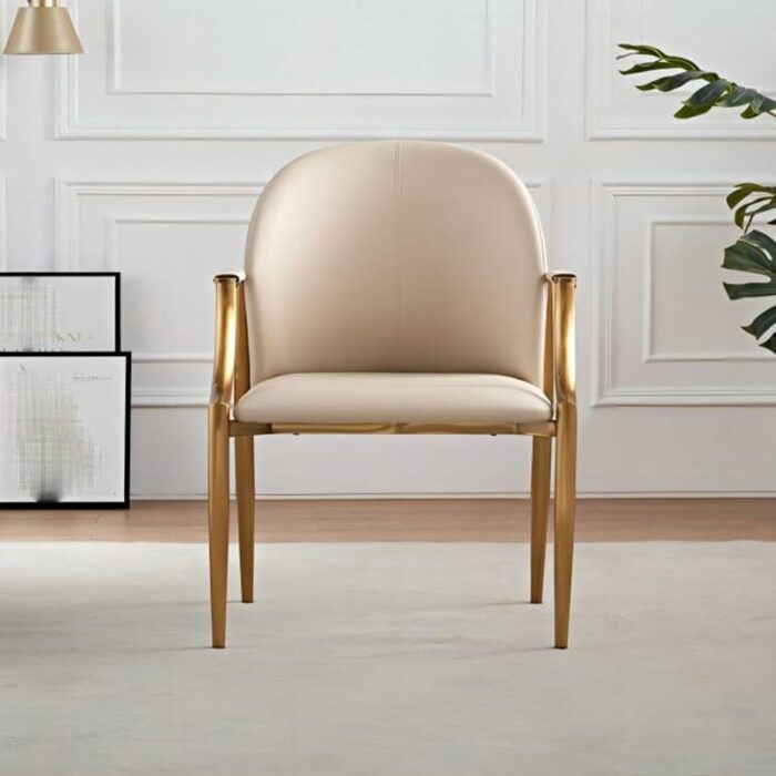 WALNUT Armrest Dining Chairs Metal Comfortable Backrest Upholstered Chair Kitchen Furniture
