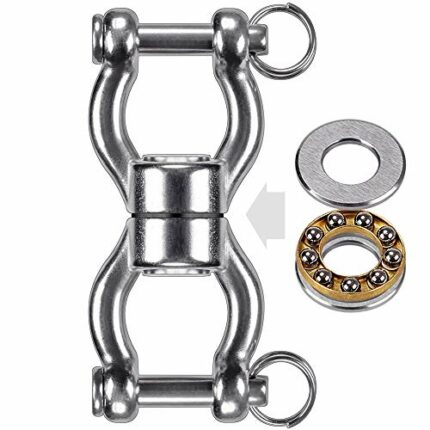 SELEWARE Silent Bearing Swing Swivel, Stainless Steel 540kg 360° Rotational Device Hanging Accessory with 2 Removeable Buckle for Tree Swing, Ham