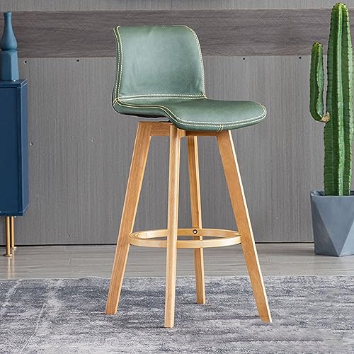N/A Bar Stools Set of 2, Swivel Bar Chair Rubberwood High Stools, with Upholstered Backrest Seat & Footrest, for Kitchen Counter Dining Room Isla