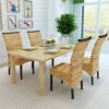 vidaXL Dining Chairs 4 pcs Abaca Brown Handmade Woven Kitchen Furniture Seat