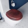 Croydex Solid Wood Toilet Seat, Mahogany - Chrome Fitting