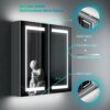 Tokvon® Gemini Bathroom Mirror Cabinet with LED light Wall Mounted with 2 doors dual plug shaver socket Anti-fog Demister Adjustable Dimmer 630 x