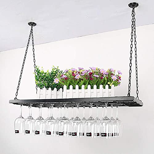 OUSIKA Wine Racks,Ceiling Industrial Hanging Wine Glass Racks Stemware Holder Adjustable Height Decoration Shelf