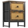 YITAHOME Bedside Table, Heavy Duty End Side Table, Nightstand Storage Unit, 2-Drawer Dresser, Bedside Cabinet, Rattan Woven Chest of Drawers for