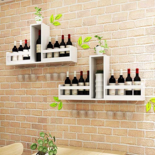 EYLINK Wine Racks,White Wall Mounted Wine Rack Rustic Wine Shelf Stem Glass Holder & Wine Cork Storage Wine Glass Rack Hanging -Wall Shelf Storag