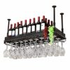 EYLINK Bar wine glass rack, hanging upside down front iron racks, lighted ceiling stemware rack, wine rack wine cabinet (Color : Black, Size : 12