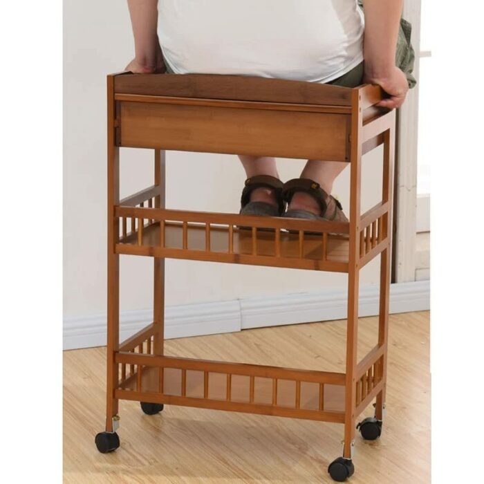 DINGZZ Removable Dining Cart 3-tier Dining Cart Small Living Room Cart Kitchen Storage Rack (Color : D, Size : 81CM*53CM)