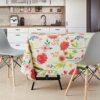 Cream Red Flowers Blooming PVC Table Cloth Wipe Clean Tablecloth Rectangular 200x140 cm 78x55in - 6 Seats Waterproof Oilcloth Tablecloth Beige Ta