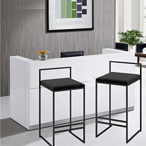 RTYHN Breakfast Barstools Set of 2 Modern Bar Stool Counter Height Bar Stool Black Upholstered Barstool Seat Height 25.6inch the load capacity 15