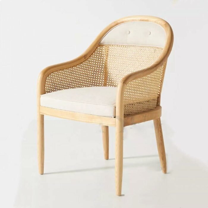 WALNUT Office Kitchen Armrest Dining Chair Rattan Outdoor Dining Ergonomic Chair Wooden Party Furniture (Color : D, Size : Light Grey)