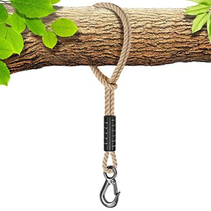 BeneLabel Tree Swing Rope, 2500 LB Capacity, Hammock Tree Swing Hanging Strap, Heavy Duty Hook, 440 LB Capacity, for Indoor Outdoor Swing Hammock
