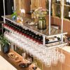 Wine Glass Rack Ceiling Hanging Shelves Bottle Holder Glass Shelf, Industrial Retro Decor Wall Mounted Wine Glass Rack Living Room Bar Furniture