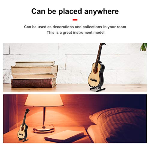 ALREMO HUANGXING - Classical Guitar Model,Miniature Wooden Mini Guitar Musical Instrument Ornaments with Stand/guitar case, for Dollhouse Model B