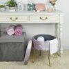 Hodge and Hodge Aria Storage Footstool Footrest Velvet Home Accessory - Light Pink Crush