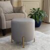 ASPECT Valentine Round Ottoman With Tray Top (Light Grey Linen)