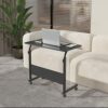 DlandHome Mobile Side Table 31.4 Inches w/Wheels Adjustable Movable Portable Laptop Computer Stand for Bed Sofa, Black, 05-1