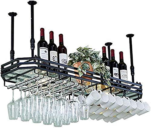OUSIKA Wine Racks,Wine Lovers/Wall Wine Rack Hanging Wine Glass Rack Bar Creative Wine Rack Upside down Goblet Rack Ceiling Decoration Shelf for