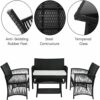 WODMB Rattan Garden Furniture Outdoor 4pcs Patio Sofa Set chairs Table w/Beige Cushion (Color : A, Size : One size)