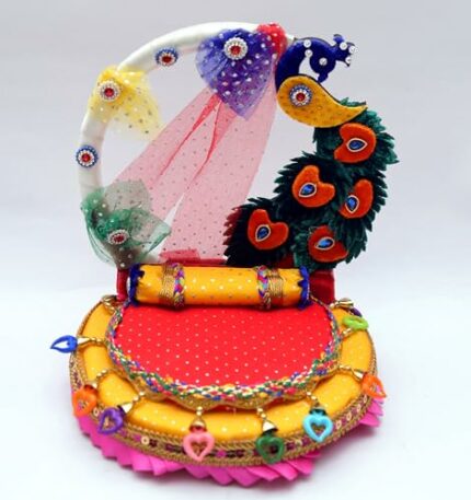 Laddu Gopal Ji (Tree Style) Bed Kanha Ji Singhasan Krishna Ji Bed Big Size Multicolor Laddo Gopla Multicolor (Pack of 1)