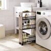 HOOBRO Slim Storage Trolley, Narrow Kitchen Cart, Slide Out Kitchen Trolley on Wheels, 4-Tier Rolling Utility Cart with Handle, for Small Space,