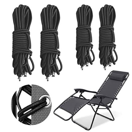 VIKSAUN 4 Pieces Replacement Cord for Zero Gravity Chair Universal Replacement Elastic Cords Repair Tool Kit for Sun Loungers Garden Chairs Outdo
