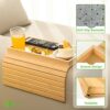 GEHE Natural Bamboo Sofa Arm Tray, Sofa Tray Table for Couch, Sofa Armrest Tray Table Anti-Slip Sofa Table, Couch Cup Holder for Snacks,Phone,Con