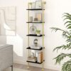 Axeman 5-Tier Ladder Bookcase, Tall Narrow Bookshelf for Small Spaces, Modern Book Storage Organizer Case Open Shelves for Bedroom, Living Room,