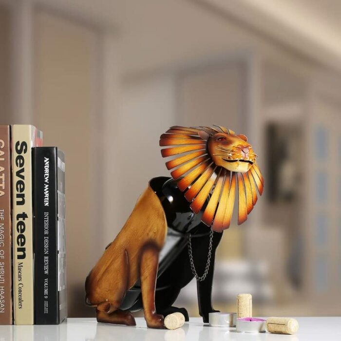 LUKEO Lion Wine Rack Doll Craft Wine Rack Metal Wine Rack Doll art Home Decor Accessories Home Office