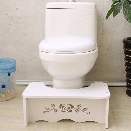 RUN HELIX Bathroom Stool Foldable Squatting Toilet Stool Adult,7 Inch Toilet Potty Stool for Adult and Kids Aid, Poop Stool Wood-Plastic Board, E