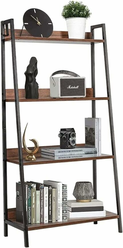 DEILALY 4 Tier Bookshelf Bookcase Ladder Shelf Plant Flower Stand Corner Shelf Storage Rack Storage Organizer Wall Shelves Cabinet Big Capacity f