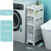 OPSREY Small Bathroom Floor Cabinet Organizer, Large Capacity Side Toilet Cabinet, Slim Bathroom Storage Cabinet Free Standing Toilet Paper Holde