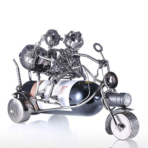PIBM Stylish Simplicity Artwork Punk Double Motorcycle Locomotive Metal Wine Wine Rack Desktop Porch Home Decoration Bar Restaurant Decorations S