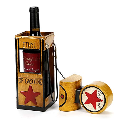 ALREMO HUANGXING - Wine Holder Mini Gas Station Shaped, Funny Wine Bottle Holder Stand, Vintage Decorative, Metal Countertop Wine Holder,1pc