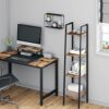 EUGAD Bookcase Heavy Duty 4 Tiers Garage Shelf Industrial Shelves Ladder Shelf Free Standing, Vintage