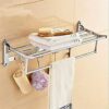 HIGOH Towel Rack Bathroom Stainless Steel Bath Towel Rod with Hook,Wall Mounted Swing Towel Bar - Bathroom Kitchen Swivel Towel Rack Hanger Holde