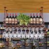 EYLINK Bar Unit Floating Shelves Wall-Mounted Wine Racks, Wine Bottle Holder Ceiling Hanging Metal Iron Wine Glass Rack Goblet Stemware Racks Hom
