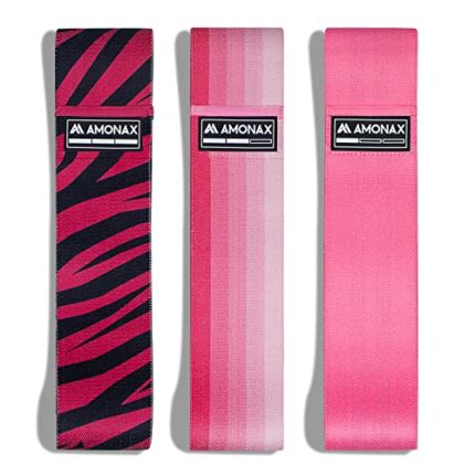 Amonax Fabric Resistance Bands Women, Glute Bands Female for Booty, Bands for Squat Exercise, Elastic Resistant Bands as Weight Loss Workout Equi