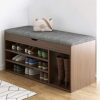 Wooden Shoe Storage Bench With Drawer,Modern Shoe Cabinet With Door,Entryway Shoe Bench With Padded Seat Cubby,D Walnut,80X24X50Cm(31X9X20Inch)
