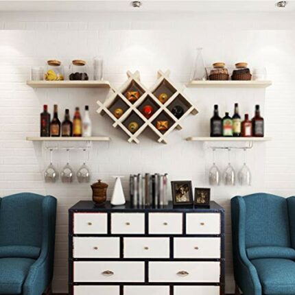 PIBM Solid Wood Wine Rack Wall-Mounted Household Storage Display Home Decor Stand J1113