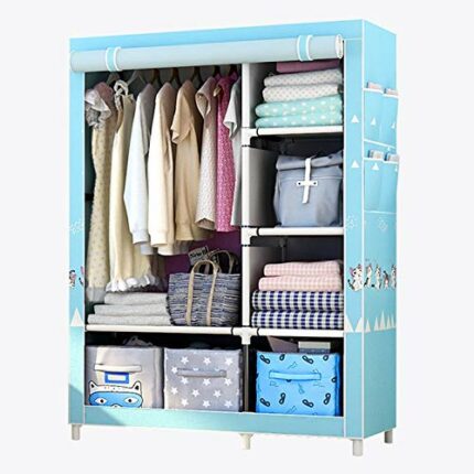 JYDQM Oxford Cloth Wardrobe Double Layer Cabinet Steel Frame Assembly Cabinet Closet Economy Wardrobe