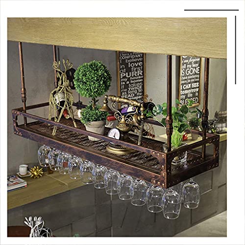 OUSIKA Wine Racks,Ceiling Hanging Shelves Bottle Holder Glass Shelf, Wine Decor Bar Wine Glass Rack, Industrial Retro Decor Wall Mounted Wine Gla