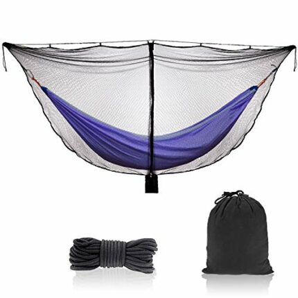 TOBWOLF Camping Hammock Net, Lightweight Outdoor Mosquito Net, 360 Degree Protection Polyester Netting with Dual Sided Zipper & Rope & Storage Ba