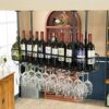 SUCHETA Hanging Wine Rack with Glass Holder and Shelf, Wine Racks Hanging Wine Glass Rack Under Cabinet Wine Rack Glass Holder Stemware Holder Wi