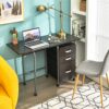 WALNUT Folding Computer Laptop Desk On Wheels Home Office Furniture With 3 Drawers Desk (Color : Argento, Size : 18.5"x20"x29")